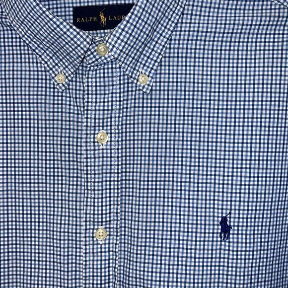 Ralph Lauren Men’s XL blue checked blue pony button down long sleeve shirt - Picture 7 of 10